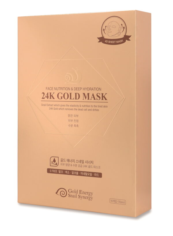 Увлажняющая маска с улиточным муцином Gold 24 Snail Mask Face Nutricion & Deep Hydration, 10 шт.