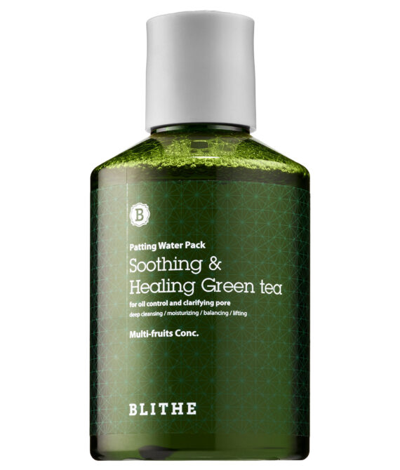 Сплэш-маска BLITHE для восстановления кожи с маслом Чайного Дерева и Зеленым Чаем Soothing&Healing Green Tea, 150 мл.
