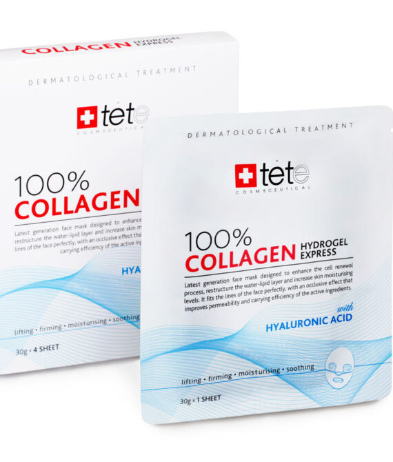 Гидро коллагеновая маска 100% Collagen для моментального восстановления кожи Collagen Hydrogel Express TETE, 4 маски