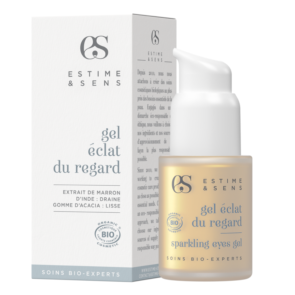 Сияющий лифтинг гель для век с каштаном и акацией GEL ECLAT DU REGARD Estime&Sens, 15 ml.
