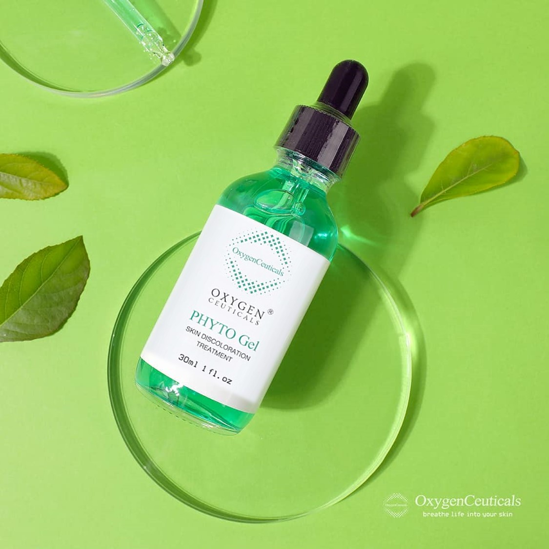 Увлажняющая сыворотка на водной основе для контроля уровня меланина Phyto Gel Oxygen Ceuticals, 30 ml
