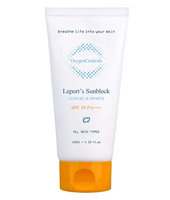 Солнцезащитный водостойкий крем SPF 50 PA+++ с кислородом Leports Sunblock SPF 50 PA+++ Oxygen Ceuticals, 120 ml