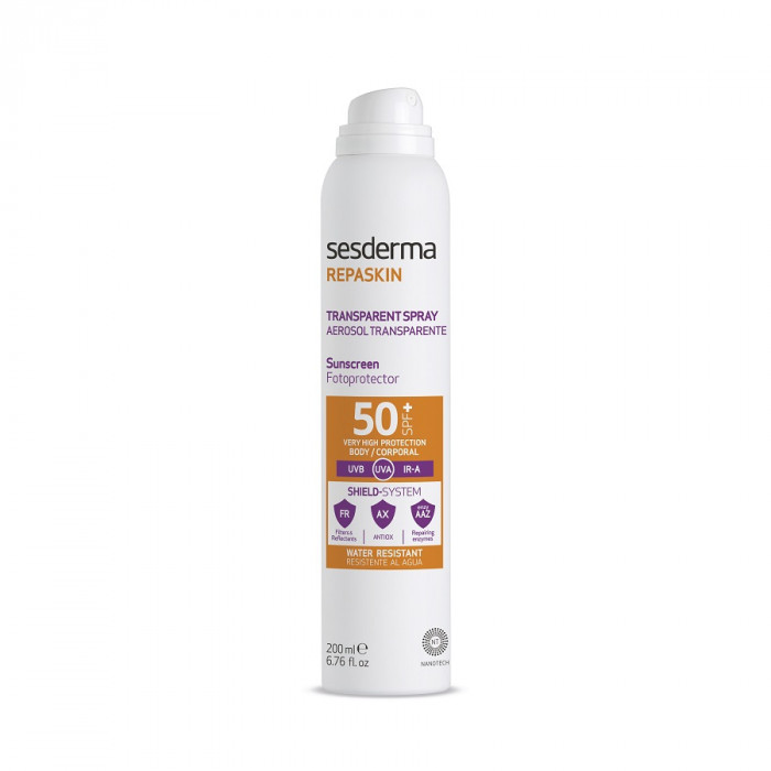 Спрей солнцезащитный прозрачный для тела СЗФ 50 REPASKIN TRANSPARENT SPRAY SESDERMA Body sunscreen SPF 50, 200 мл (Aerosol)