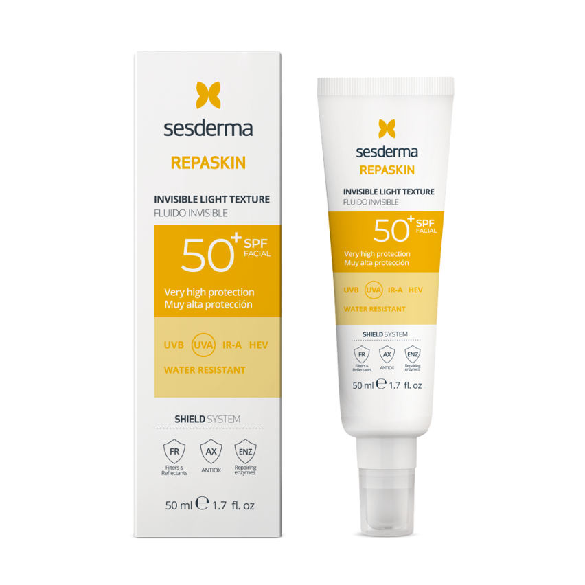 Средство солнцезащитное сверхлегкое для лица СЗФ 50 REPASKIN INVISIBLE LIGHT TEXTURE SESDERMA Facial sunscreen SPF50, 50 мл