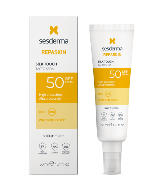 Средство солнцезащитное с нежностью шелка для лица СЗФ 50 REPASKIN SILK TOUCH SESDERMA Facial sunscreen SPF 50, 50 мл