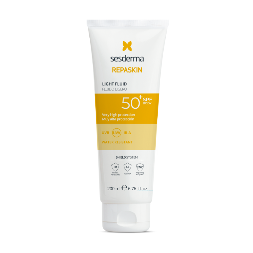 Флюид нежный солнцезащитный для тела СЗФ 50 REPASKIN LIGHT FLUID SESDERMA Body sunscreen SPF 50, 200 мл