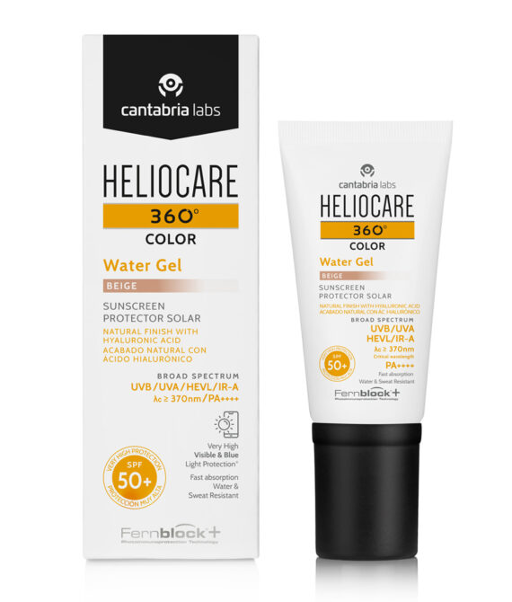 Солнцезащитный увлажняющий гель-флюид бежевый Cantabria Labs HELIOCARE 360º Water Gel Sunscreen Biege SPF 50+, 50 мл